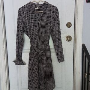 Easel Black and White Long Sleeve Wrap Dress